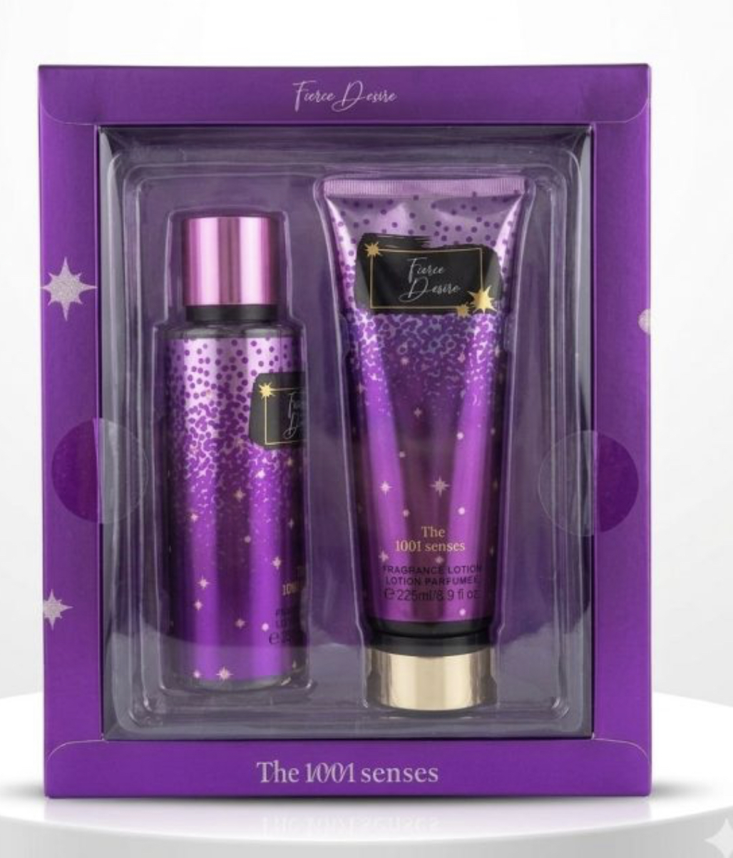 ست هدیه بادی اسپلش و لوسیون بدن Fierce Desire برند اماراتی